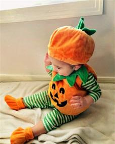 img 3 attached to Halloween Pumpkin Costume For Toddler: Sleeveless Tee Top And Hat Outfit For Baby Girl Or Boy