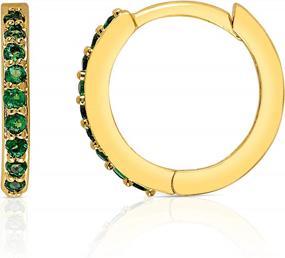 img 4 attached to 18K Gold Plated Cuff Earrings With Sparkling Cubic Zirconia Accents - Huggie Hoop Style
