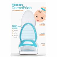 fridababy's dermatologist-recommended 3-step cradle cap system: flakefixer sponge, brush, comb and storage stand for baby's pristine skin logo