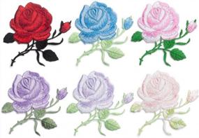 img 1 attached to 3 Pack Red Rose Embroidered Patches - Iron On/Sew On Applique For Women, Girls & Kids
