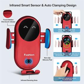 img 1 attached to 🚗 Red Car Wireless Charger Phone Holder - BENBOAR Cute Kharly - 10W Qi Charging, Smart Sensor Auto-Clamping Phone Mount - Car Air Vent Stand for iPhone, Samsung, and Most Smartphones