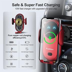 img 2 attached to 🚗 Red Car Wireless Charger Phone Holder - BENBOAR Cute Kharly - 10W Qi Charging, Smart Sensor Auto-Clamping Phone Mount - Car Air Vent Stand for iPhone, Samsung, and Most Smartphones