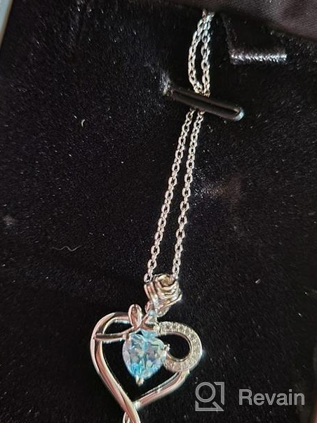 img 1 attached to NINAMAID Heart Necklace: Birthstone Necklaces for Women – Genuine 925 Sterling Silver Jewelry Pendant Necklace with Rose Flower Design – Perfect Mother Daughter Necklace for Mom, Women, Grandma, Her, Girlfriend review by Alyssa Bennett