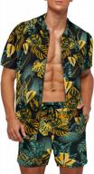 men's 2-piece hawaiian floral track suit set: short sleeve shirts & jogging shorts for summer logo