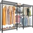vipek v6 heavy duty metal clothing rack with shelves, freestanding portable wardrobe closet hanging clothes 74.4" l x 17.7" w x 76.8" h, max load 780lbs, black logo