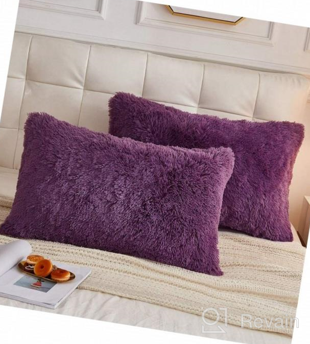 img 1 attached to 🛋️ 2 Pack Shaggy Plush Faux Fur Pillow Shams by LIFEREVO - Decorative Throw Pillow Covers with Zipper Closure, Luxuriously Soft Marble Print Furry Cushion Case, Velvety Luxury Pillowcases (Orchid, 20"x36") review by James Vachon