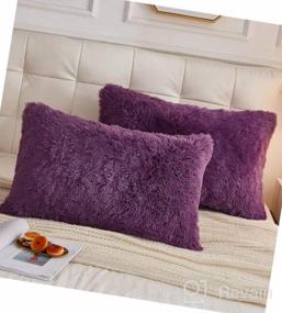 img 6 attached to 🛋️ 2 Pack Shaggy Plush Faux Fur Pillow Shams by LIFEREVO - Decorative Throw Pillow Covers with Zipper Closure, Luxuriously Soft Marble Print Furry Cushion Case, Velvety Luxury Pillowcases (Orchid, 20"x36")