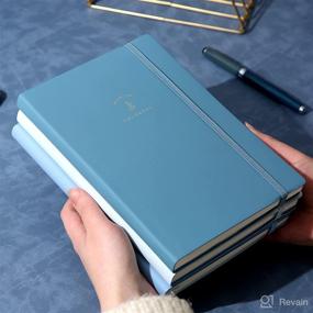 img 3 attached to 📔 3 Pack Soft Cover Leather Journals - A5 College Ruled Notebooks for Women Men with Elastic Band - 128 Sheets Travel Journal for School Office Home - Elegant Blue Design