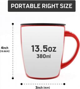 img 4 attached to Stainless Steel Double Wall Insulated Coffee Mug With Lid And Handle, Perfect For Hot Or Cold Drinks, 380Ml Capacity, Ideal For Office Or Home Use, Great Gift For Friends And Family, Red Color