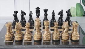 img 3 attached to 15" Handmade Marble Chess Set - Staunton & Ambassador Gift Style - Black/Fossil Coral