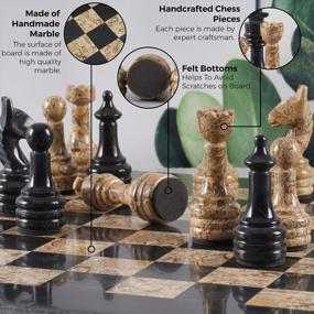 img 2 attached to 15" Handmade Marble Chess Set - Staunton & Ambassador Gift Style - Black/Fossil Coral
