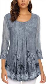 img 3 attached to Timeson Women'S 3/4 Sleeve Tunic Tops Floral Dressy Blouses Casual Mesh Long Shirts