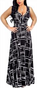 img 4 attached to Stylish Plus Size Maxi Dresses With V Neck And 3/4 Sleeves For Women - Perfect For Casual Occasions