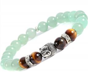 img 2 attached to Unisex Green Aventurine Stone Beads Buddha Stretch Bracelet By POSHFEEL, 8Mm, 7.5 Inches