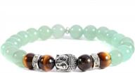 unisex green aventurine stone beads buddha stretch bracelet by poshfeel, 8mm, 7.5 inches logo