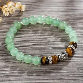 img 1 attached to Unisex Green Aventurine Stone Beads Buddha Stretch Bracelet By POSHFEEL, 8Mm, 7.5 Inches