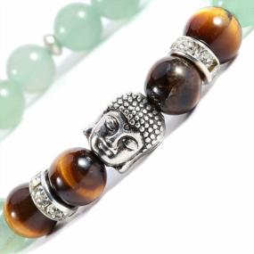 img 3 attached to Unisex Green Aventurine Stone Beads Buddha Stretch Bracelet By POSHFEEL, 8Mm, 7.5 Inches