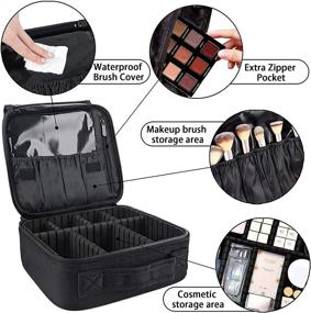 img 1 attached to 👜 DISEN Travel Makeup Bag: Waterproof, Portable Cosmetic Bag with Brush Set and Adjustable Dividers for Women - Organize Your Makeup On-The-Go