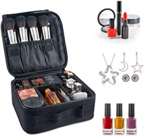 img 3 attached to 👜 DISEN Travel Makeup Bag: Waterproof, Portable Cosmetic Bag with Brush Set and Adjustable Dividers for Women - Organize Your Makeup On-The-Go