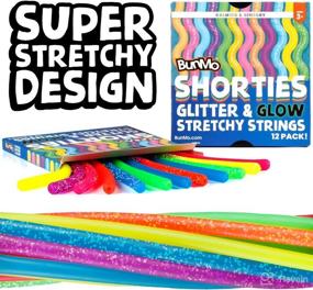 img 1 attached to 🎉 BUNMO 12pcs Stretchy Party Favors for Kids; Glitter, Glow & Tactile Sensory Toys - Perfect for Ages 3-12; Monkey Noodles, Silly Strings; Glow in The Dark Kids Party Favors