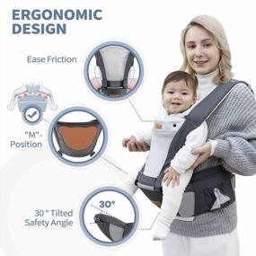 img 2 attached to Besrey Baby Carrier Front Facing Holder, Hip Seat For Walk, Men Carrier Face In Out Ward,Newborn Toddler Chest Carrier Women Plus Size, Happy Mom Dad Wrap Kangaroo Infant Body Carrier 360