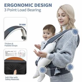img 1 attached to Besrey Baby Carrier Front Facing Holder, Hip Seat For Walk, Men Carrier Face In Out Ward,Newborn Toddler Chest Carrier Women Plus Size, Happy Mom Dad Wrap Kangaroo Infant Body Carrier 360