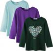 stylish and comfy: arshiner kids' 3-pack long sleeve tees for girls logo