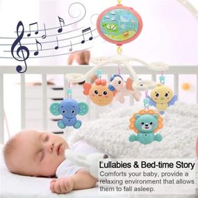 img 2 attached to MARUMINE Baby Musical Crib Mobile with Night Light, Timer, Hanging Rattles, Ceiling 👶 Star Projector – a Relaxing Soother with Remote for Newborn Boy and Girl Nursery