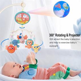 img 1 attached to MARUMINE Baby Musical Crib Mobile with Night Light, Timer, Hanging Rattles, Ceiling 👶 Star Projector – a Relaxing Soother with Remote for Newborn Boy and Girl Nursery