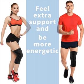 img 1 attached to 2 Pack Knee Compression Sleeve: Maximum Support For Women & Men During Running, Workout, Hiking And Sports!