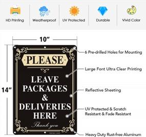 img 3 attached to Faittoo Please Leave Packages And Deliveries Here Sign, 2-Pack 14 X 10 Inch Reflective Aluminum Sign, UV Protected And Weatherproof, Durable Ink, Easy To Install And Read, Indoor/ Outdoors Use