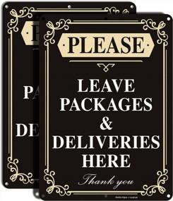 img 4 attached to Faittoo Please Leave Packages And Deliveries Here Sign, 2-Pack 14 X 10 Inch Reflective Aluminum Sign, UV Protected And Weatherproof, Durable Ink, Easy To Install And Read, Indoor/ Outdoors Use