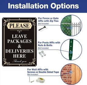 img 2 attached to Faittoo Please Leave Packages And Deliveries Here Sign, 2-Pack 14 X 10 Inch Reflective Aluminum Sign, UV Protected And Weatherproof, Durable Ink, Easy To Install And Read, Indoor/ Outdoors Use
