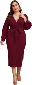 img 4 attached to 👗 Verdusa Surplice Bishop Bodycon Dress: Embrace Elegance in Women's Clothing!