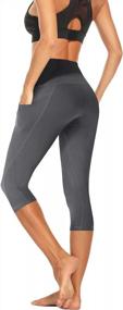 img 4 attached to Capri Yoga Pants For Women With High Waist And Pockets - Ideal For Workouts, Running, And High-Days