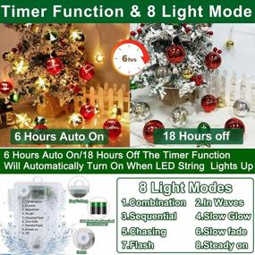 img 1 attached to 26Ft Battery-Powered Christmas Tree Lights W/ 8 Modes & 25 LED Fairy Ornaments - Indoor/Outdoor Decorations