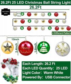 img 2 attached to 26Ft Battery-Powered Christmas Tree Lights W/ 8 Modes & 25 LED Fairy Ornaments - Indoor/Outdoor Decorations