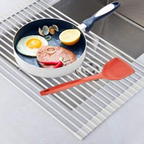 img 2 attached to 🌟 TECI TCF001B - Roll Up Rack, Collapsible Dish Drying Rack | In-Sink Drying Mat | Multipurpose Dish Drainer | RV Dish Drying Rack | Fruits and Vegetable Rinser | Durable Silicone Covered Stainless Steel (Black)