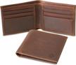 kolossus wallet for men, full grain leather, minimalist slim, rfid blocking, billfold with 6 card slots (brown) logo