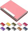 padike business card holder, business card case professional pu leather & stainless steel multi card case,business card holder wallet credit card id case/holder for men & women. (pink) logo