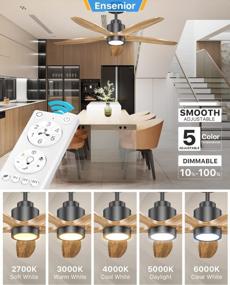 img 2 attached to Ensenior Ceiling Fan With Lights Remote Control, W1-3, 52 Inch, Black, DC Motor