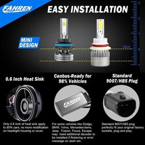 img 1 attached to Fahren 9007/HB5 LED Headlight Bulbs: 70W 14000LM Super 💡 Bright Conversion Kit - Cool White IP68 Waterproof, Pack of 2