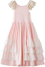 img 2 attached to Everweekend Ruffles Halter Sleeve Cotton Girls' Clothing via Dresses