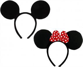 img 2 attached to Magical Disney Mickey And Minnie Ears Headband Set For Costumes And Cosplay