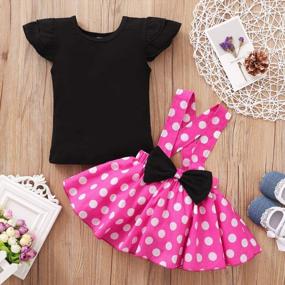 img 3 attached to Polka Dot Overall Dress With Ruffle Cloth And Matching Bow Skirt Set For Baby Girls