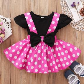 img 2 attached to Polka Dot Overall Dress With Ruffle Cloth And Matching Bow Skirt Set For Baby Girls