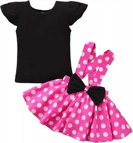 img 4 attached to Polka Dot Overall Dress With Ruffle Cloth And Matching Bow Skirt Set For Baby Girls
