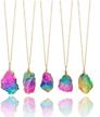 rainbow stone pendant necklace for women - irregular quartz crystal gemstone chain necklace by firstfly logo