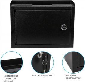 img 3 attached to KYODOLED Wall Mounted Locking Suggestion Box With Key Drop - Safe Mailbox, Ballot & Donation Box - 9.8" W X 3" D X 7" H - Black