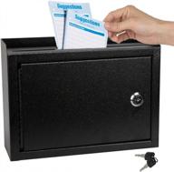 kyodoled wall mounted locking suggestion box with key drop - safe mailbox, ballot & donation box - 9.8" w x 3" d x 7" h - black logo